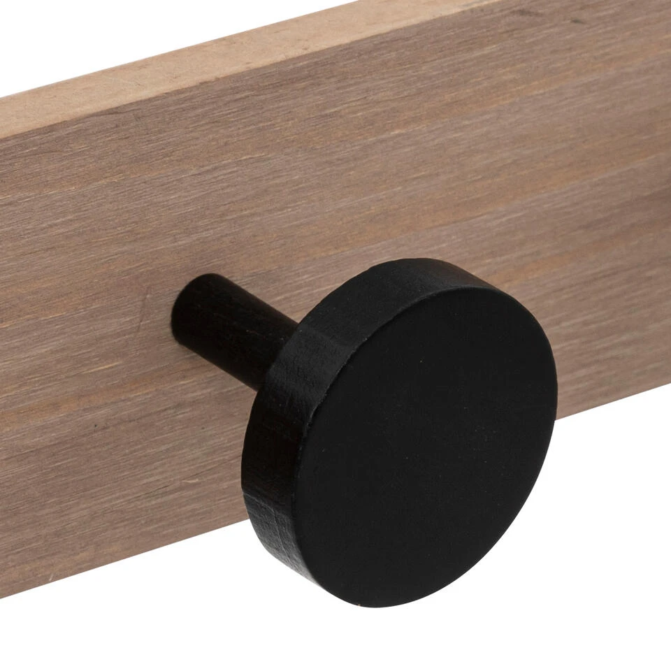 5Five Wandkapstok - 8-haaks - Lichtbruin/zwart - 80 Cm 4 5Five Wandkapstok - 8-haaks - Lichtbruin/zwart - 80 Cm - Afbeelding 2