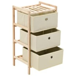 VidaXL Opbergmeubel Met 3 Stoffen Manden Cederhout Beige -Beste Opslag Winkel c4ed22f79fae4a13809574d6e14f1a28