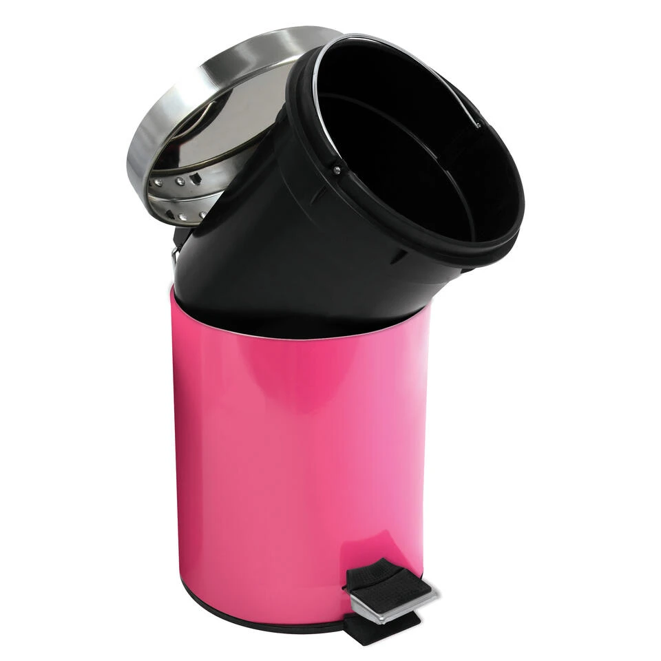 MSV Badkamer/toilet Pedaalemmer - Fuchsia Roze - 3 Liter - 17 X 25 Cm 4 MSV Badkamer/toilet Pedaalemmer - Fuchsia Roze - 3 Liter - 17 X 25 Cm - Afbeelding 2