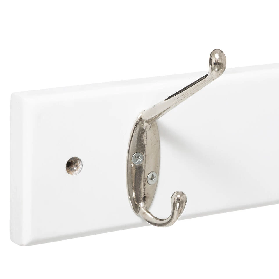 5Five Wandkapstok - Wit - 6-haaks - 58 X 9 Cm - MDF 4 5Five Wandkapstok - Wit - 6-haaks - 58 X 9 Cm - MDF - Afbeelding 2