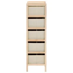 VidaXL Opbergmeubel Met 5 Stoffen Manden Cederhout Beige -Beste Opslag Winkel dea0ebb3af42429683153d4dca6045b2