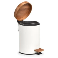 Zeller Pedaalemmer - 3L - Wit - Metaal En Bamboe - 24 Cm -Beste Opslag Winkel e324b77a496d42bd9b563e40db4e7949
