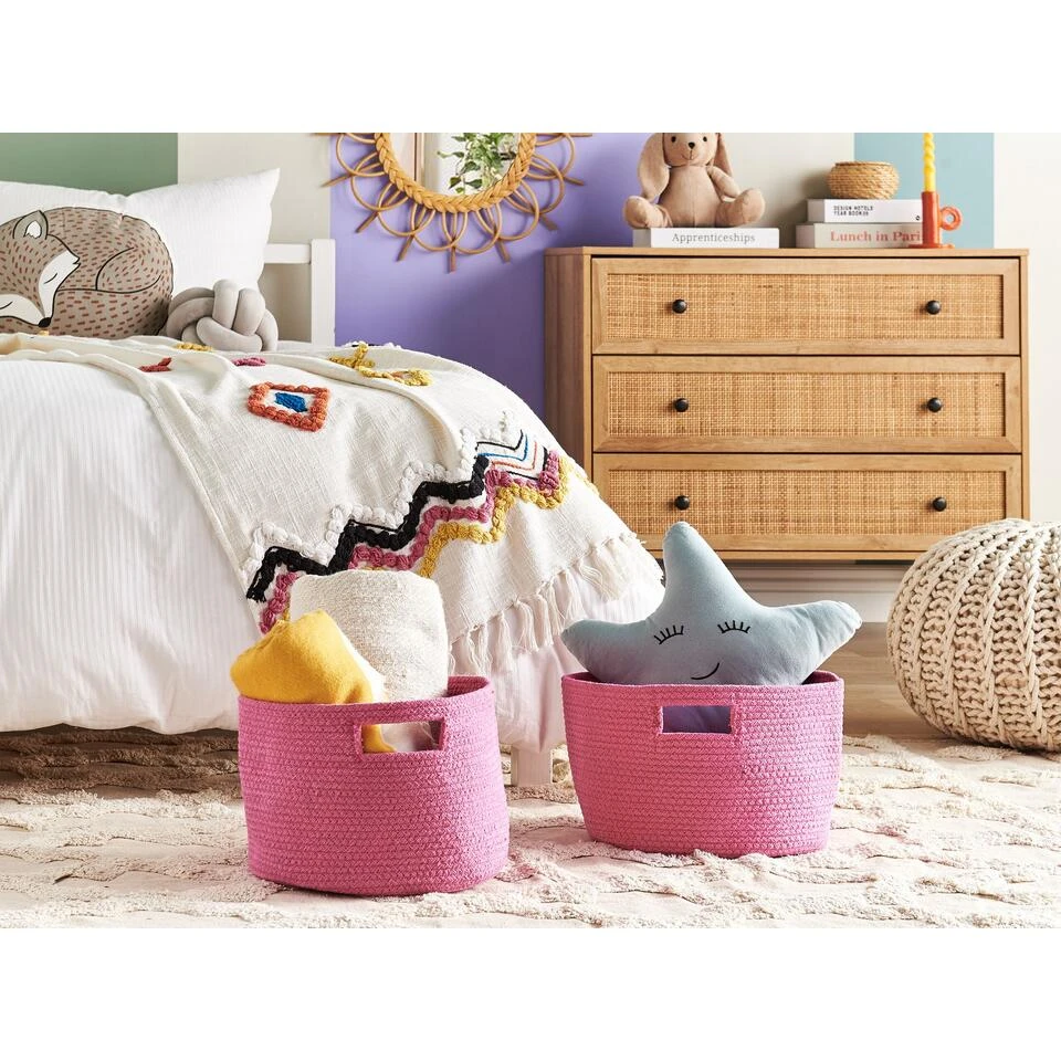 Beliani Mand CHINIOT - Roze Katoen 4 Beliani Mand CHINIOT - Roze Katoen - Afbeelding 2