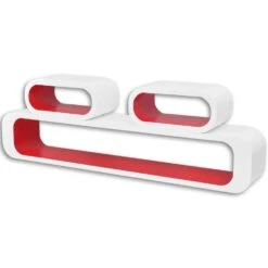 VIDAXL Wandplanken Kubus MDF Zwevend Opbergruimte Boeken/dvd 3 St Wit-rood -Beste Opslag Winkel eb84f865adcb42729e7fe7c753a33547