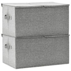 VidaXL Opbergboxen 2 St 50x30x25 Cm Stof Grijs -Beste Opslag Winkel f724ee66f5a54fc8ab85ce6a5078223a